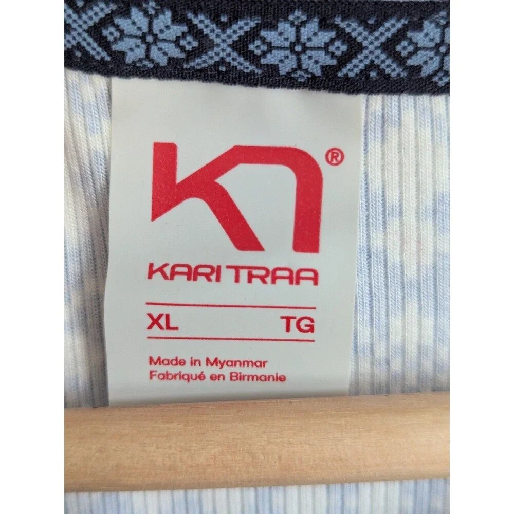 NEW Kari Traa Long Sleeve Baselayer Top Blue Penguin Stripe Womens XL Henley PJ